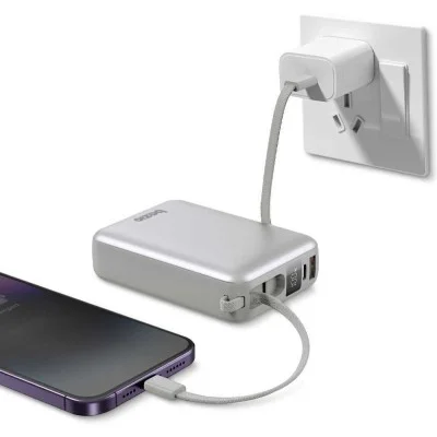 Bazic Gopower Fusion Mini 20K, 3In1 20000Mah Powerbank With Built-In Usb-C And Lightning Cable - Pebble